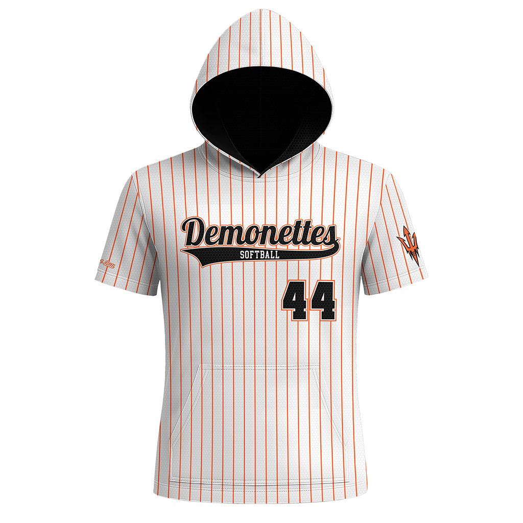 Dumas Demonette Softball -Short Sleeve Hoodie - Pinstripe - PRE ORDER