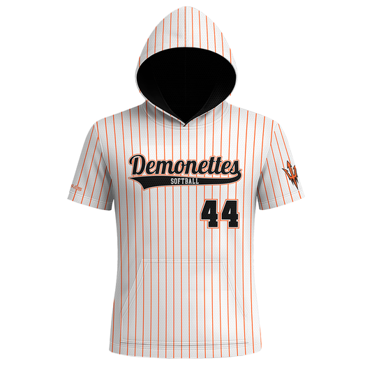 Dumas Demonette Softball -Short Sleeve Hoodie - Pinstripe - PRE ORDER
