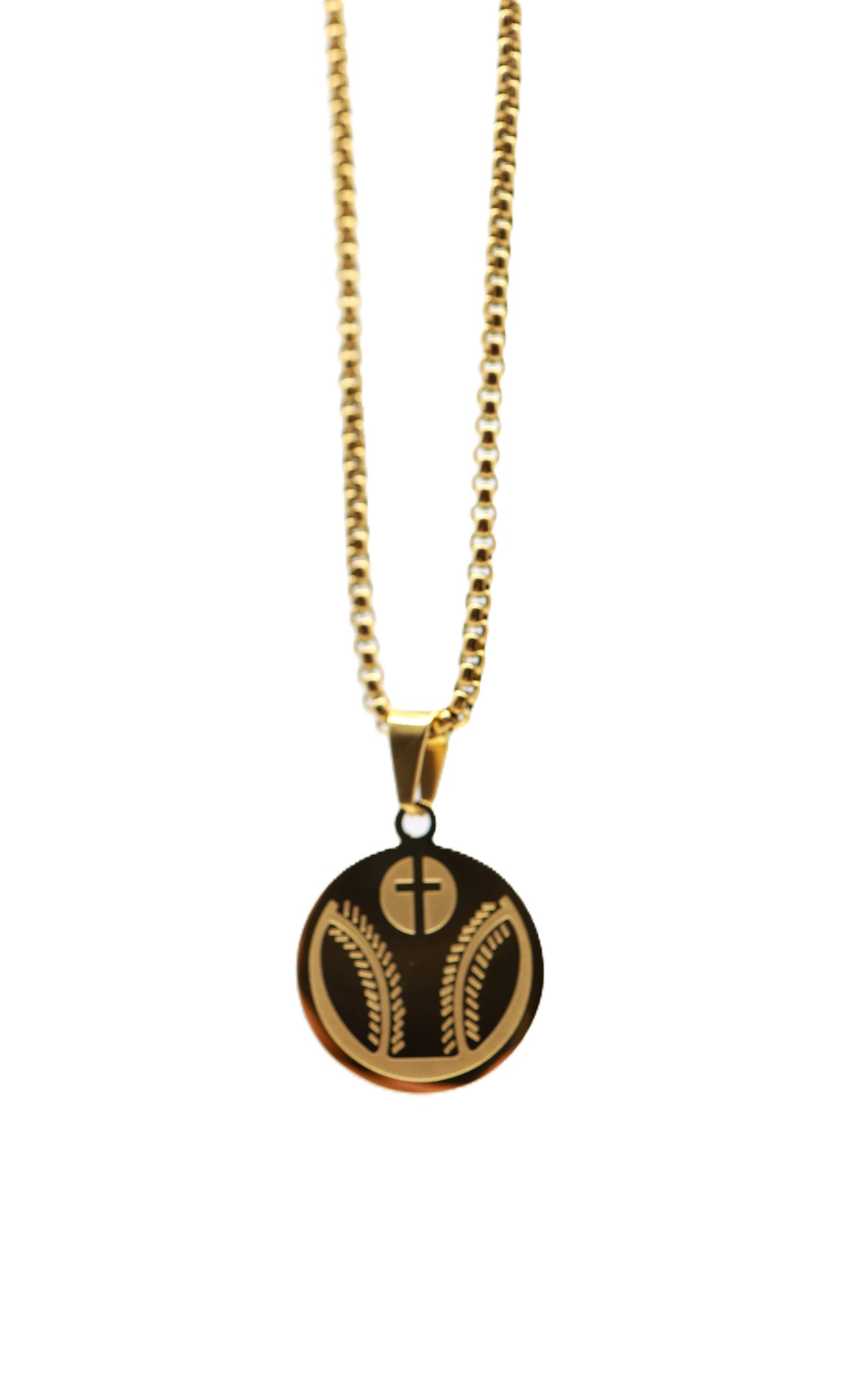 Engraved Baseball 2D Pendant - Gold