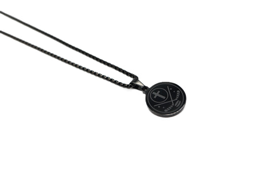 Engraved Hockey 2D Pendant - Black