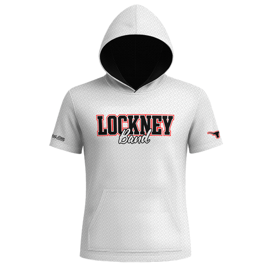 Lockney Longhorns Hoodie - White - Texas Pattern - Short Sleeves
