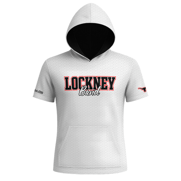Lockney Longhorns Hoodie - White - Texas Pattern - Short Sleeves