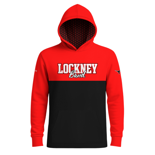 Lockney Longhorns Hoodie - RED/BLACK - Pattern Hood - Long Sleeves - HEAVYweight