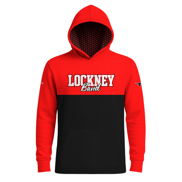Lockney Longhorns Hoodie - RED/BLACK - Pattern Hood - Long Sleeves - LIGHTweight