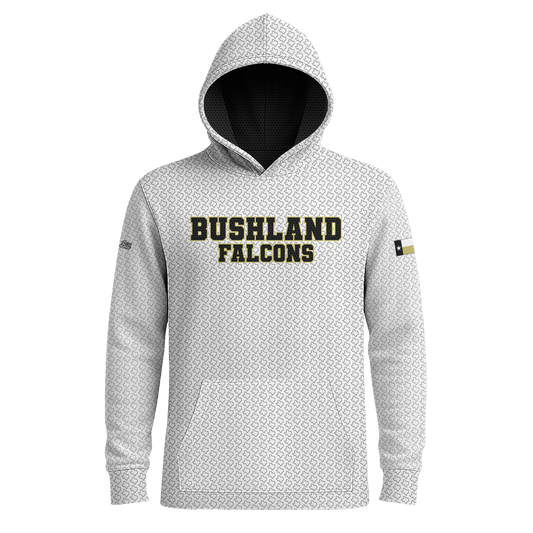 Bushland Falcons LONG SLEEVE Hoodie - PATTERN - White - LIGHTWEIGHT - PRE ORDER