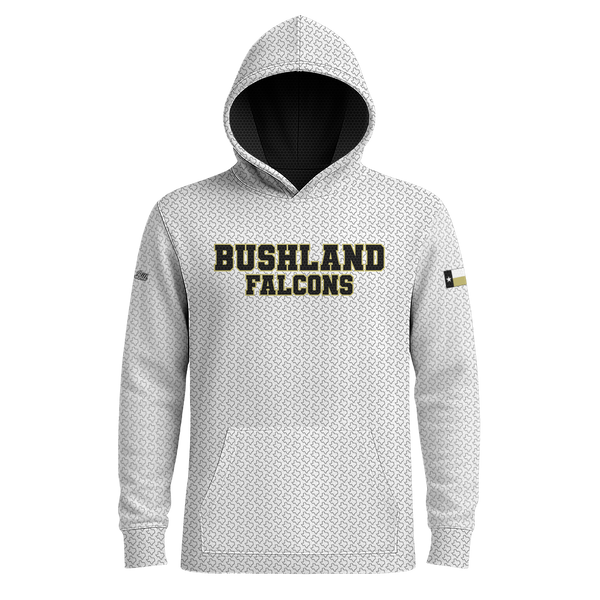 Bushland Falcons LONG SLEEVE Hoodie - PATTERN - White - HEAVYWEIGHT - PRE ORDER