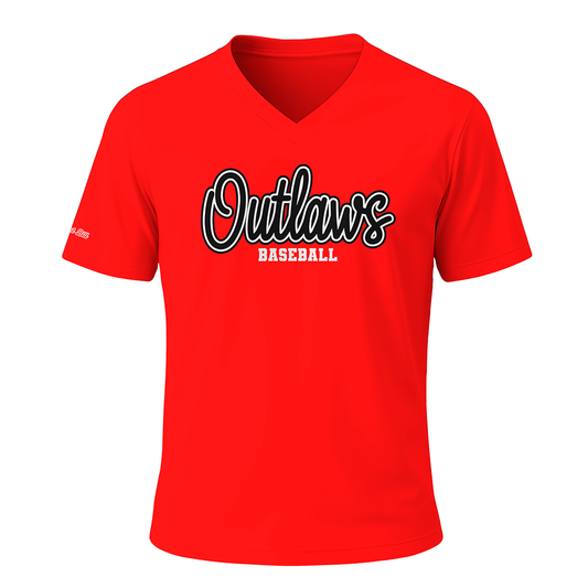 Outlaws Baseball - V Neck Short Sleeves - Red