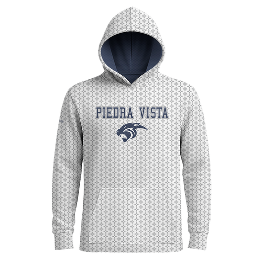Piedra Vista Hoodie - Zia Pattern - White Long Sleeves - LIGHTWEIGHT - PRE ORDER