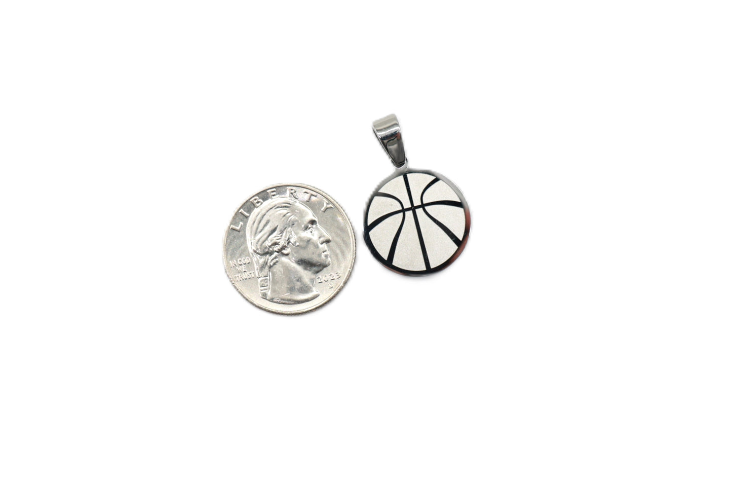 Basketball Pendant - Silver