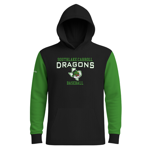 Southlake Carroll Baseball - Long Sleeves Hoodie - HEAVYweight - Black/Green Sleeves - PRE ORDER