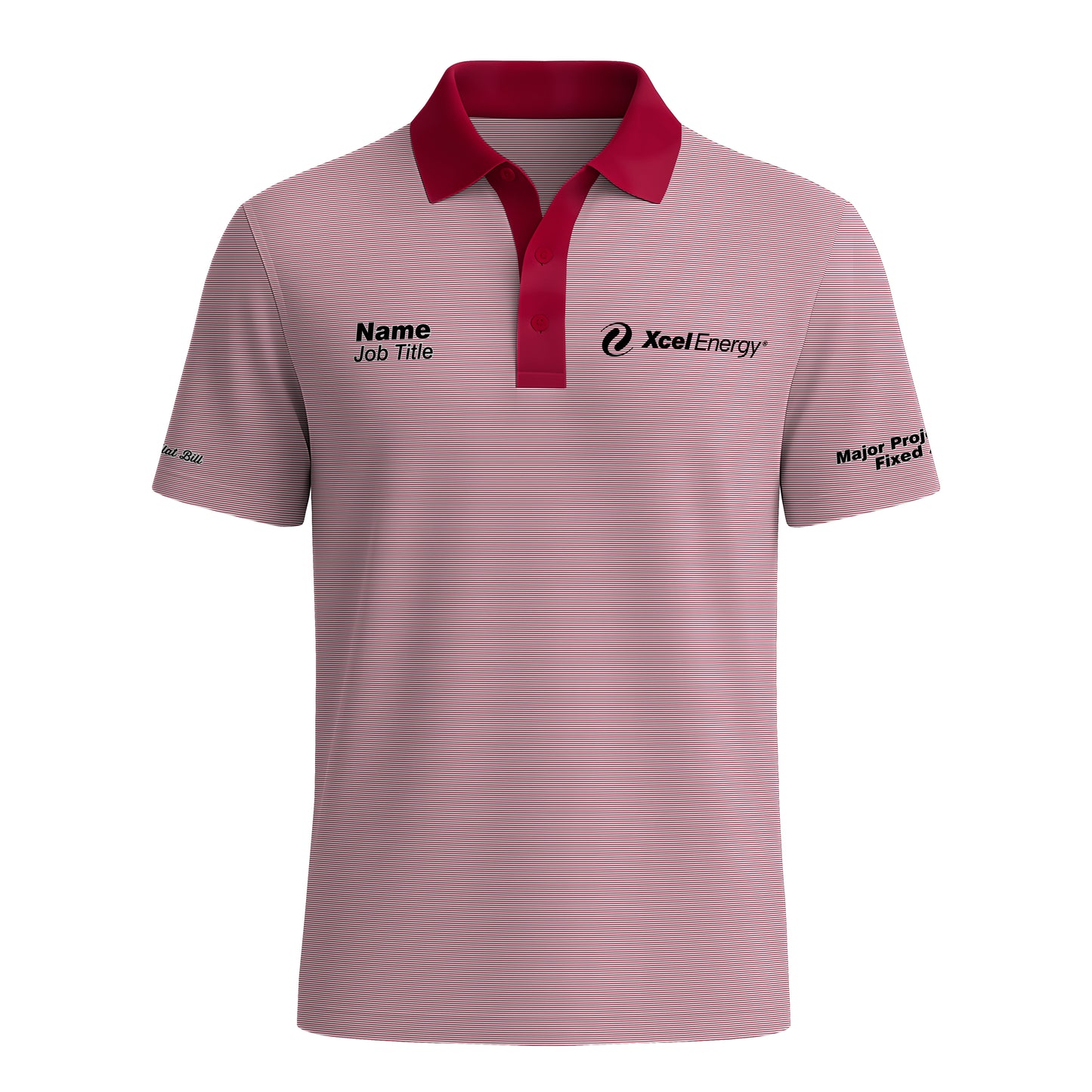 Xcel Energy - Polo - Pin Stripes - Solid Red Collar