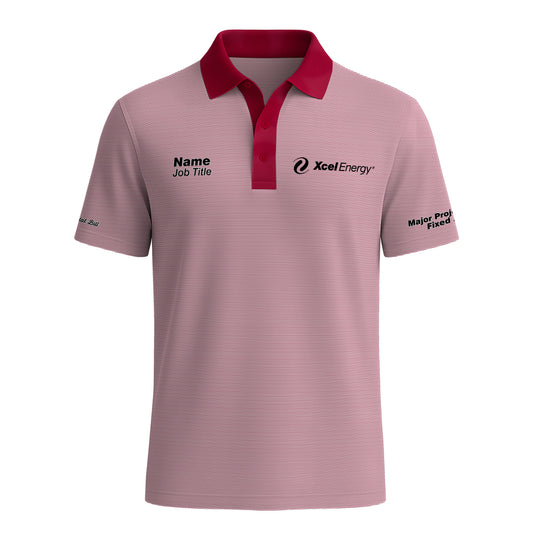 Xcel Energy - Polo - Pin Stripes - Solid Red Collar