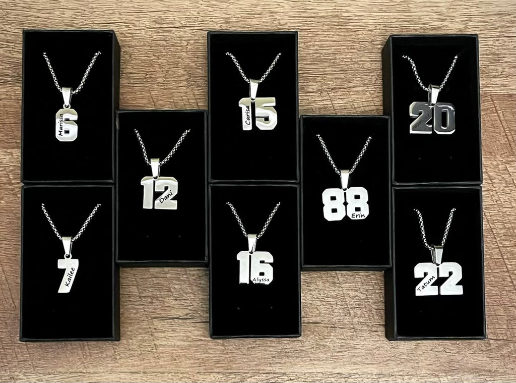 Name engraved Number Pendants 00-99
