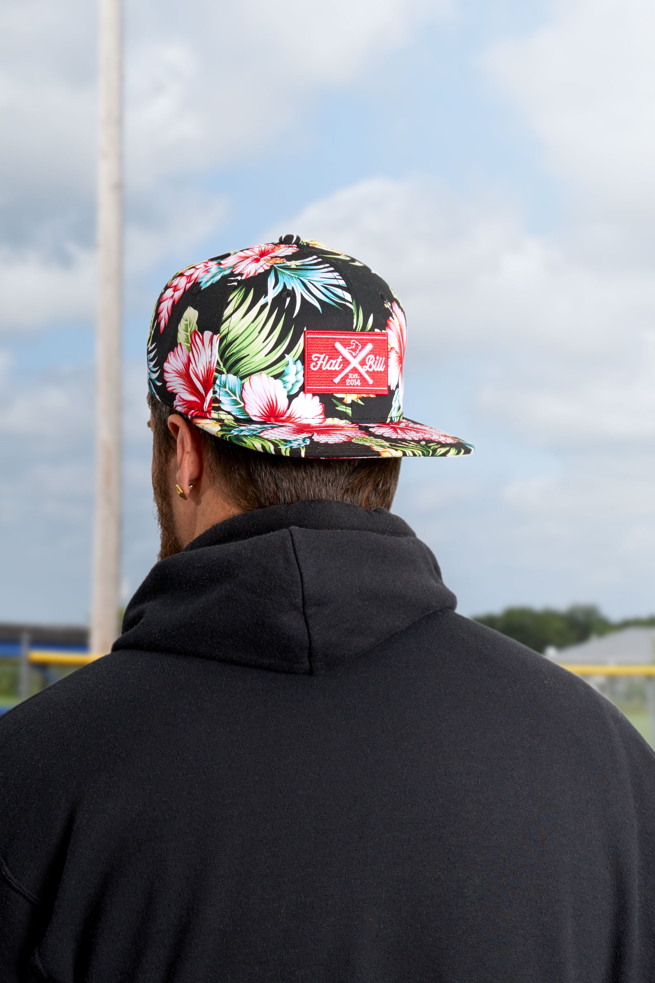 Flatbill Black and Red Floral Cap Flatbill Baseball