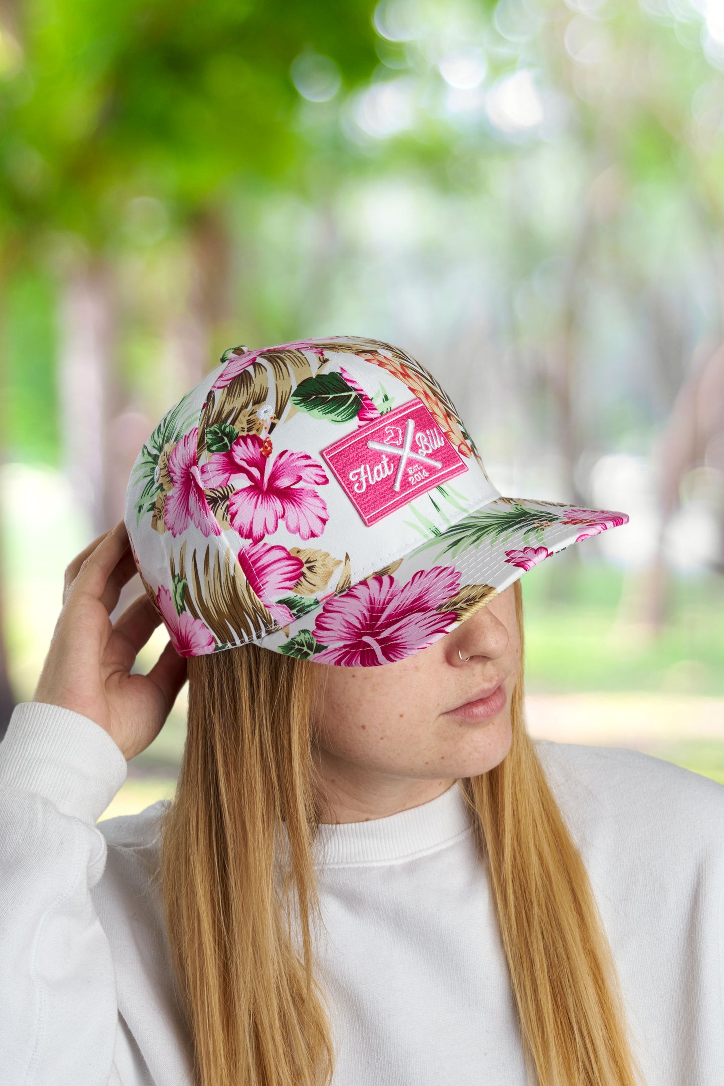 Flatbill Pink Floral Snapback Cap