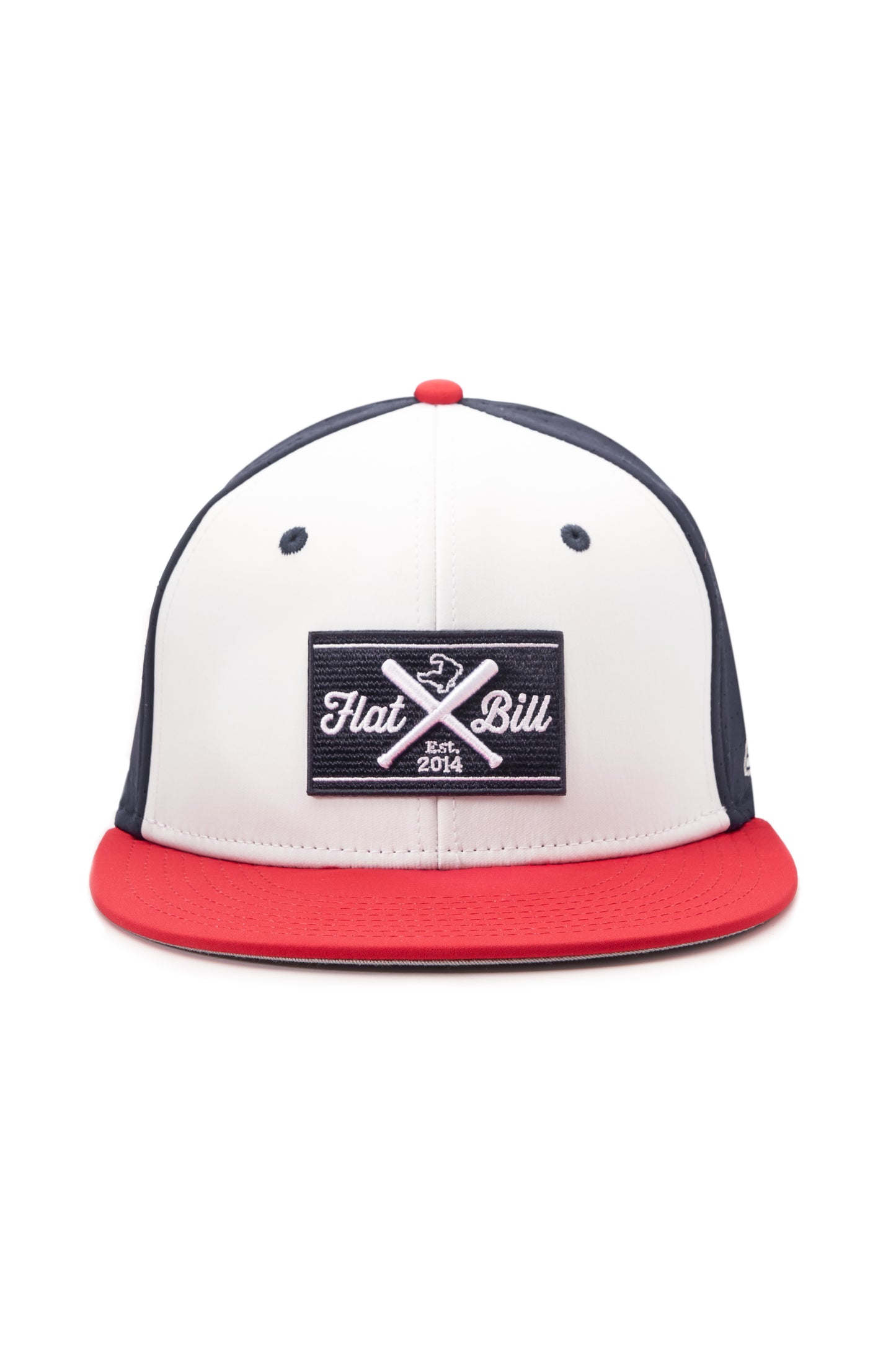 Flatbill Navy, Red, and White Flex Fit Cap