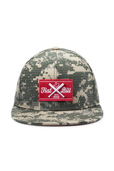 Flatbill Green Camo Flex Fit Cap